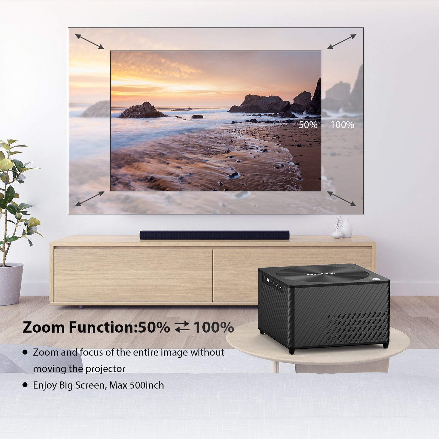 OTOUCH Projector Native 1080P 18000LM 5G WiFi Bluetooth Projector 4K Support ±50° 4P Keystone/Phone Mirroring/Dual HiFi Speakers/BT Remote/50% Zoom for Phone PC TV Stick PPT Home 2023 Upgraded